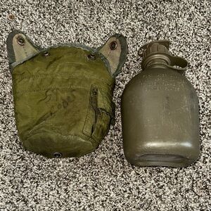 Vintage Handcrest Military Green Canteen with Cover